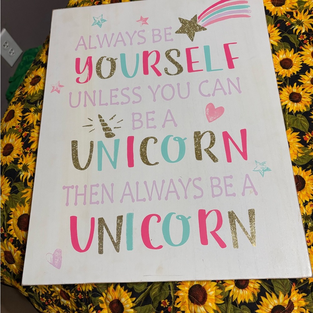 Hobby Lobby Motivational Unicorn Wall Art - Pink, Gold, Teal